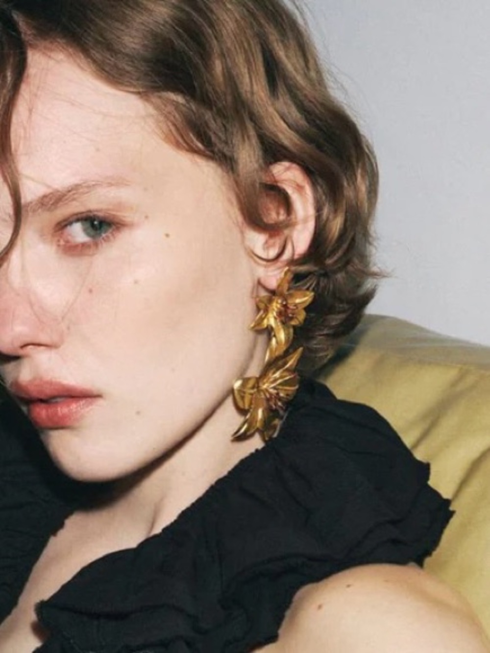 Zara Double Flower Earrings in Gold Tone